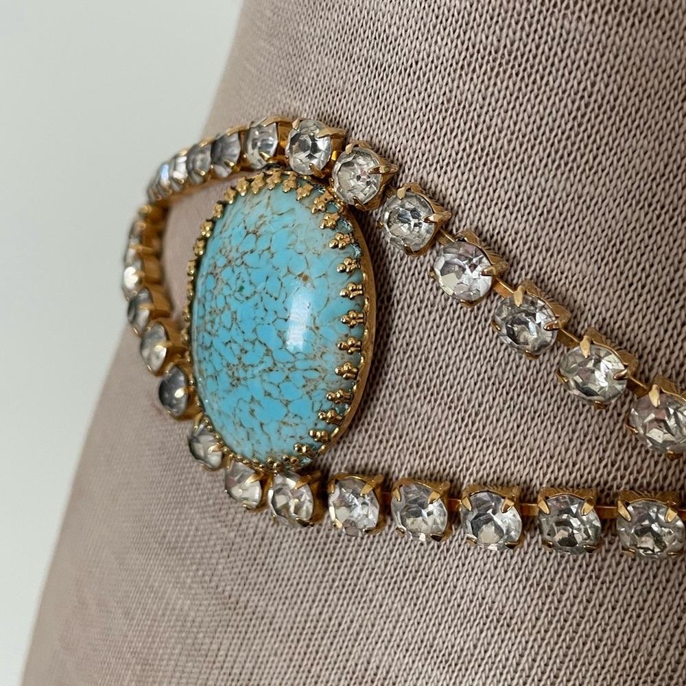 Vintage Juliana Delizza & Elster D&E Rhinestone Turquoise Gold Belt - Picture 6 of 13